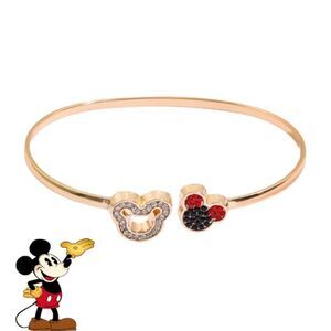 Double Mickey Mouse Heads Bracelet Clear Stones and Black & Red Stones on 2nd